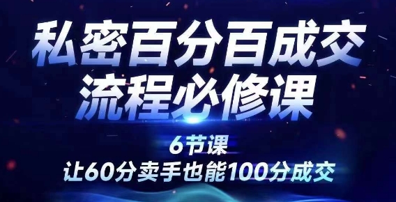 私密百分百成交流程线上训练营，绝对成交，让60分卖手也能100分成交-七七创业网