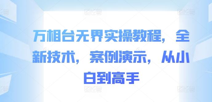 万相台无界实操教程，全新技术，案例演示，从小白到高手-七七创业网